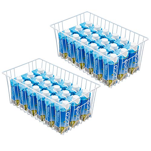 Freezer Wire Baskets, Kitchen Storage Organizer Bins for Chest and Upright Freezer, Refrigerator Dividers Containers with Handles – Pearl White (3) - Image 20