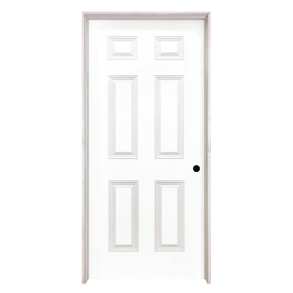 Steves u0026 Sons 28 in. x 80 in. 6-Panel Textured Hollow Core White Primed Composite Single Prehung Interior Door