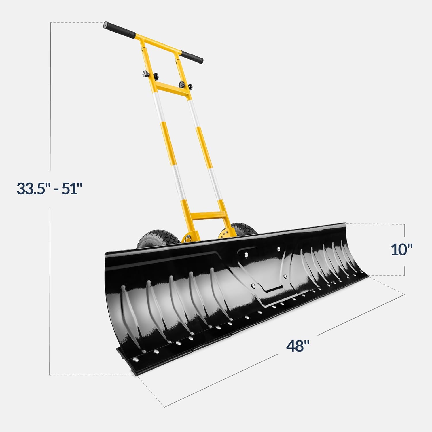 Best Choice Products 36in Galvanized Blade Heavy-Duty 2-Wheel Snow Pusher Hand Plow for Snow Removal w/Wheels, Adjustable Handle, Blade Angle – Black - Image 13