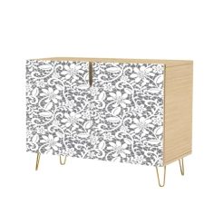 Mid Century Sideboard Buffet Kitchen Storage Cabinet with 2 Doors Ornate Seamless Border Eastern Style Light Beige for Ornamental Cupboard Console Table Bar Cabinet for Dining Room Hallway