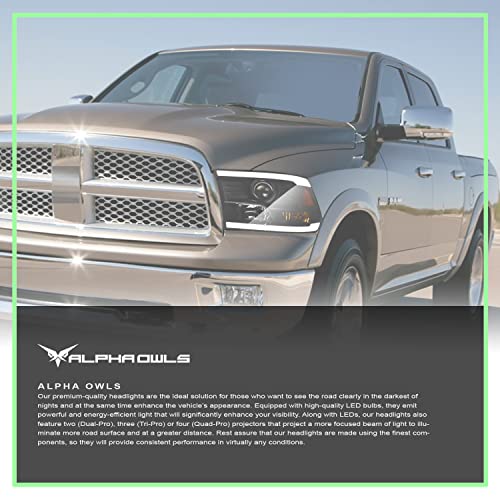 Alpha Owls 8710401 Crystal Headlights With Switchback Sequential LED Light Bar & Startup Light – Black Amber Fits 2009-2018 Dodge Ram 1500 2500 3500/2019-2023 Classic Halogen Models - Image 30