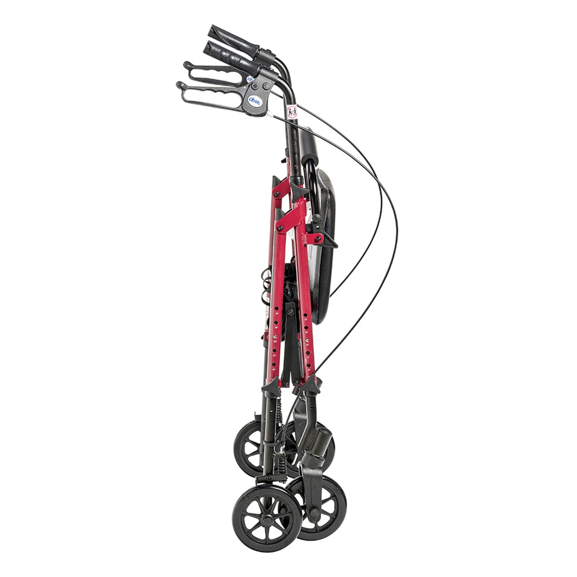 Drive Medical Adjustable Height Aluminum Frame Rollator with 6 Inch Casters, Red - Image 4