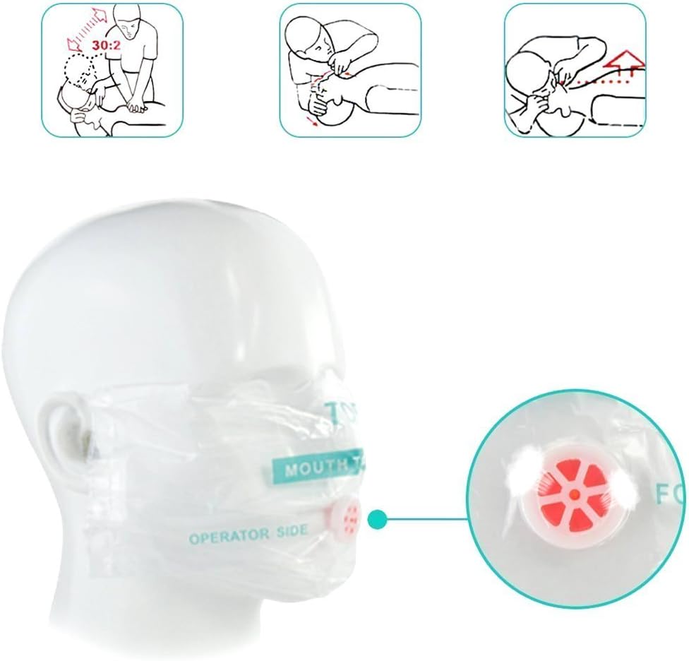 100pcs CPR Face Shield Mask Keychain Keyring Emergency Kit CPR Face Shields for First Aid or CPR Training (Red-100) - Image 3