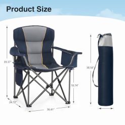Alternative view of Camping Folding Chair, Heavy Duty Oversized Portable Outdoor Chair, Foldable Camp Chair with Cup Holder and Cooler Bag Support 450 LBS, Green??