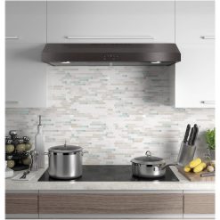Alternative view of GE – 36 Convertible Range Hood – Black stainless steel