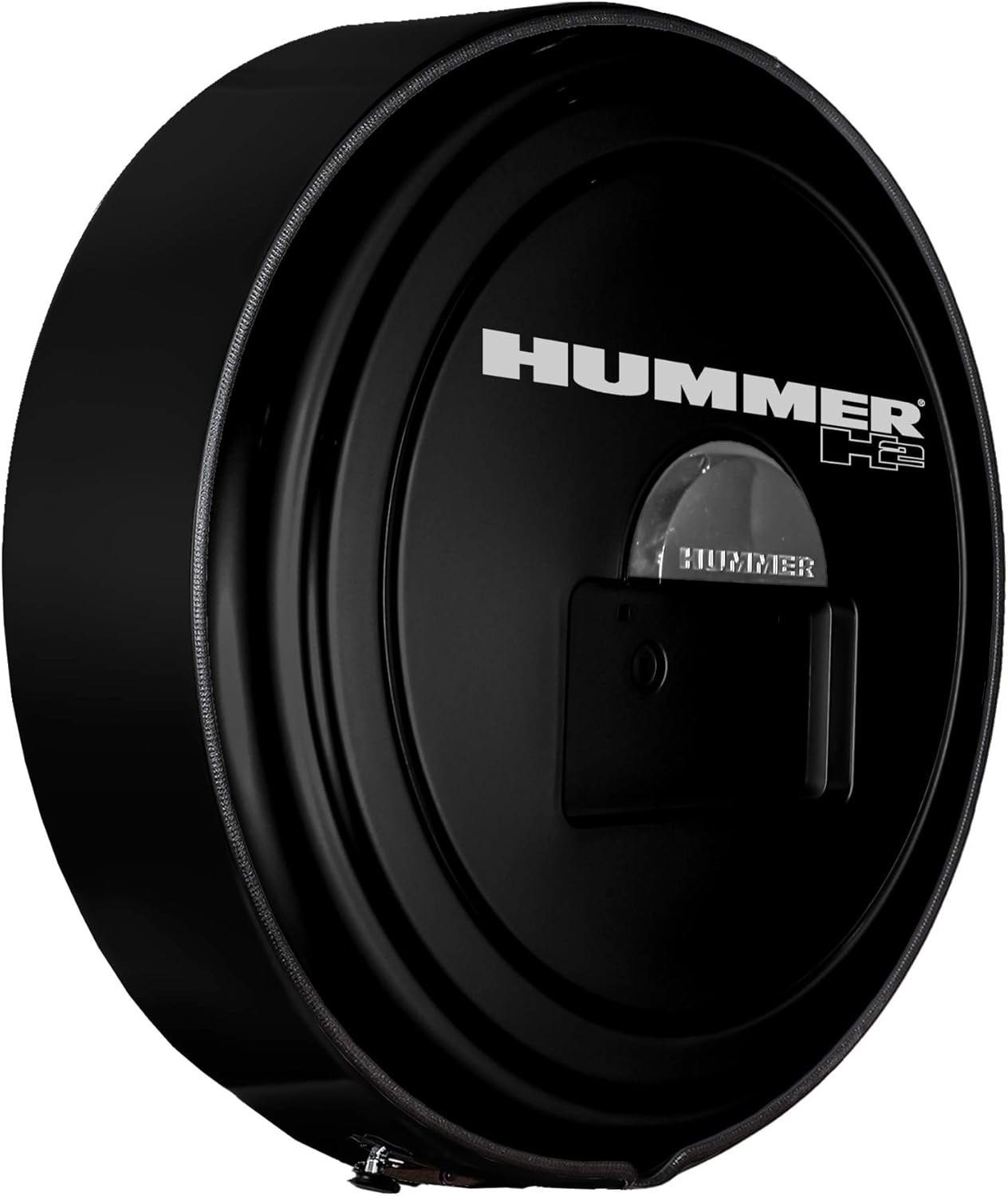 Boomerang Hummer H2 (05-10) – Color Matched MasterSeries Hard Tire Cover – (Color Matched Plastic Face & Stainless Steel Ring) – Hummer H2 Logo – Pewter Metallic - Image 2