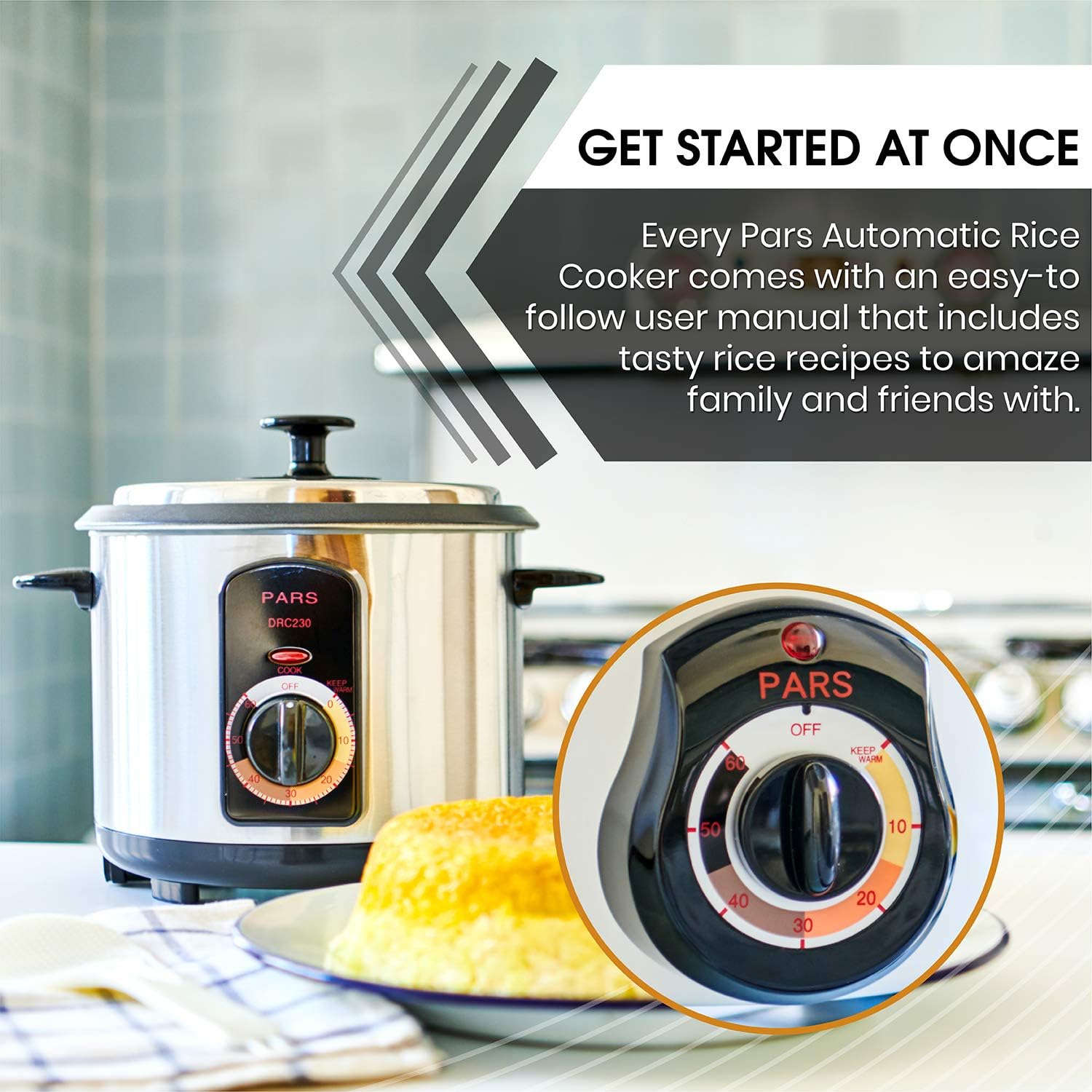 Pars Automatic Persian Rice Cooker – Tahdig Rice Maker Perfect Rice Crust, 10 Cup - Image 7
