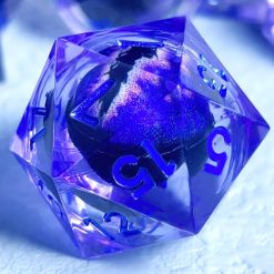 Sharp Edge Resin DND Dice Set Handmade Quicksand Liquid 7 Pcs Polyhedral RPG Dice with Box for Dungeons and Dragons Gifts D and D Role Playing Dice Games (Styles 12 Quicksand Blue)