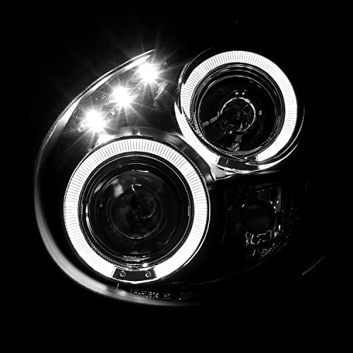 SPEC-D TUNING Dual Halo LED Projector Headlights Glossy Black Housing Smoke Lens Compatible with 2002-2003 Subaru Impreza, Left + Right Pair Headlamps Assembly - Image 5