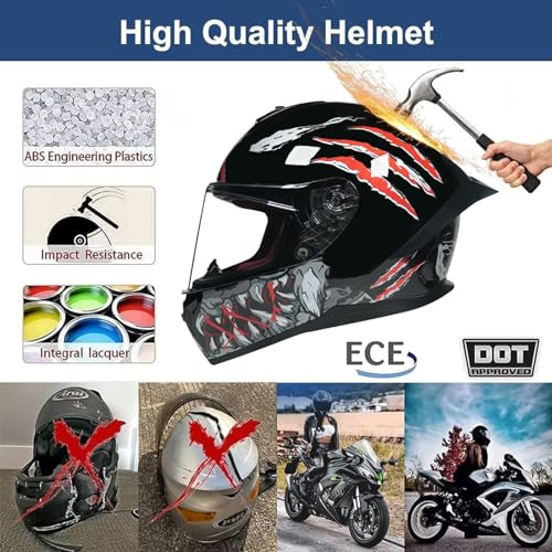 Full Face Motorcycle Helmet Crash Integrated Helmet with HD Visor Four Seasons Crash Helmet Men Women DOT Approved Ventilation System Motorcross Helmets - Image 3
