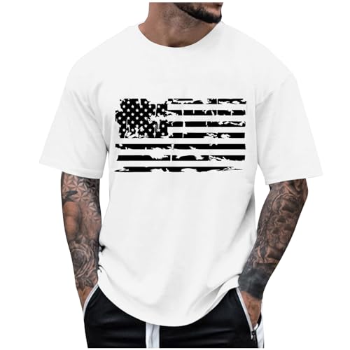 Mens American Flag Patriotic Shirt Distressed Short Sleeve Independence Day Shirt Graphic Tees Men