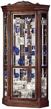 Howard Miller Embassy Curio Cabinet 680-243 ?C Embassy Cherry Finish Home Decor, Four Glass Shelves, Five Level Display Case, Locking Front Door & Halogen Light