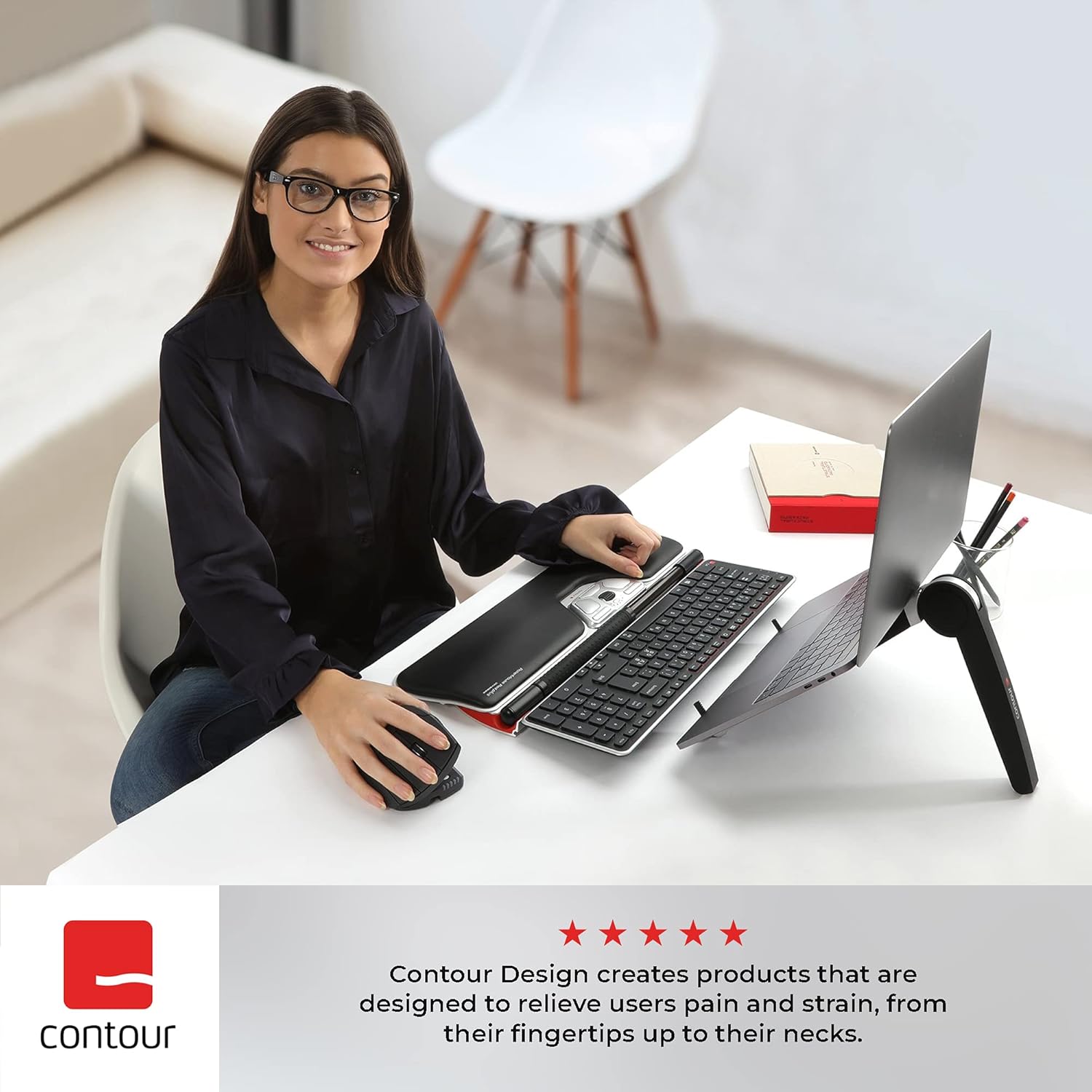 Contour Design RollerMouse Red Wireless – Wireless Ergonomic Mouse for Laptop and Desktop Computer Use – 2.4 GHz Ambidextrous Computer Mouse – Mac & PC Compatible - Image 6