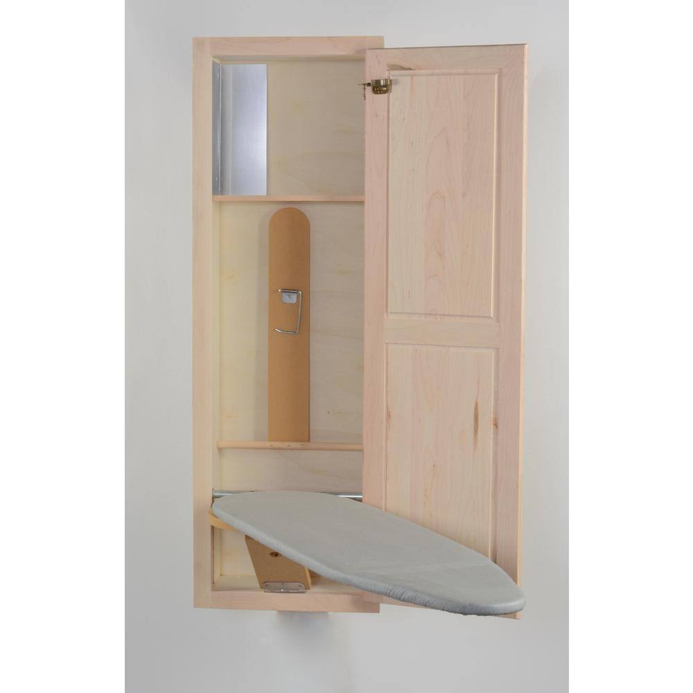 Hide-Away In-Wall Ironing Board with Maple DOOR, Unfinished