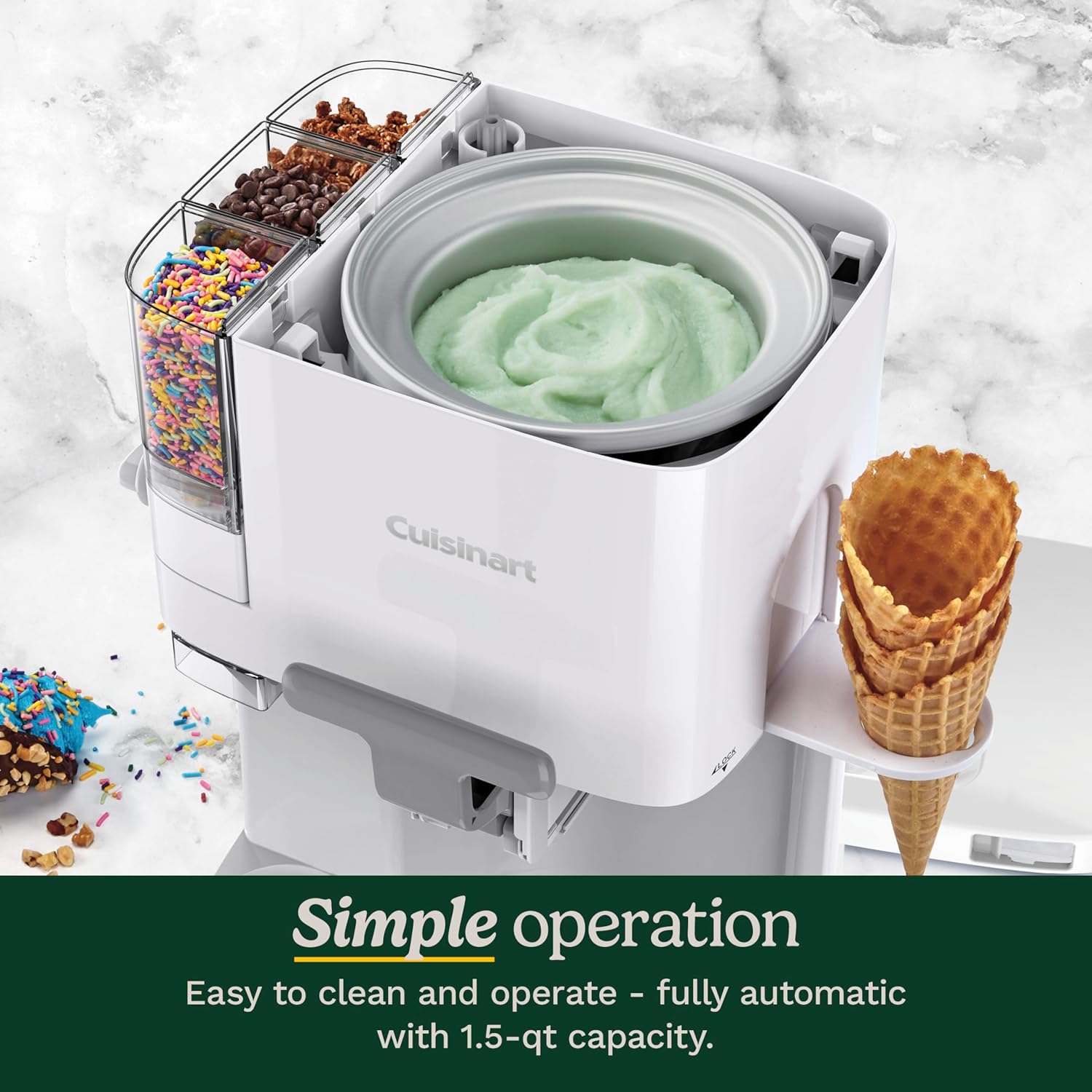Cuisinart Soft Serve Ice Cream Machine- Mix It In Ice Cream Maker for Frozen Yogurt, Sorbet, Gelato, Drinks 1.5 Quart, White, ICE-48 - Image 16