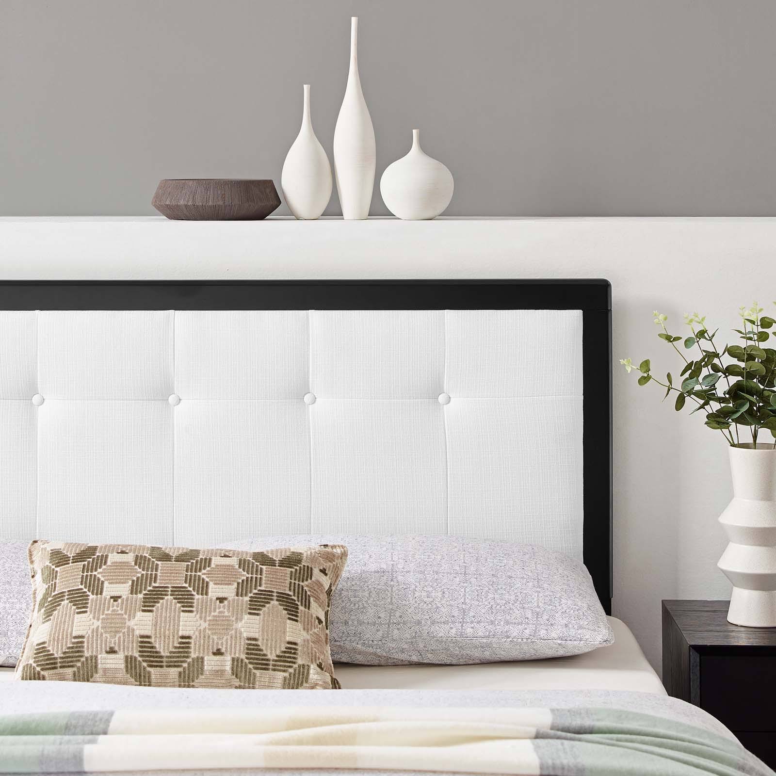 Modway Draper Tufted Queen Fabric and Wood Headboard – Walnut Charcoal - Image 7