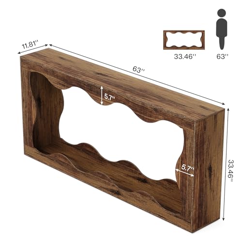 Tribesigns 63 Inches Farmhouse Console Table with Storage, Couch Table Behind Sofa, Long Entryway Sofa Station, Narrow Console Stand, Hallway Stand for Entryway Living Room, Brown - Image 2