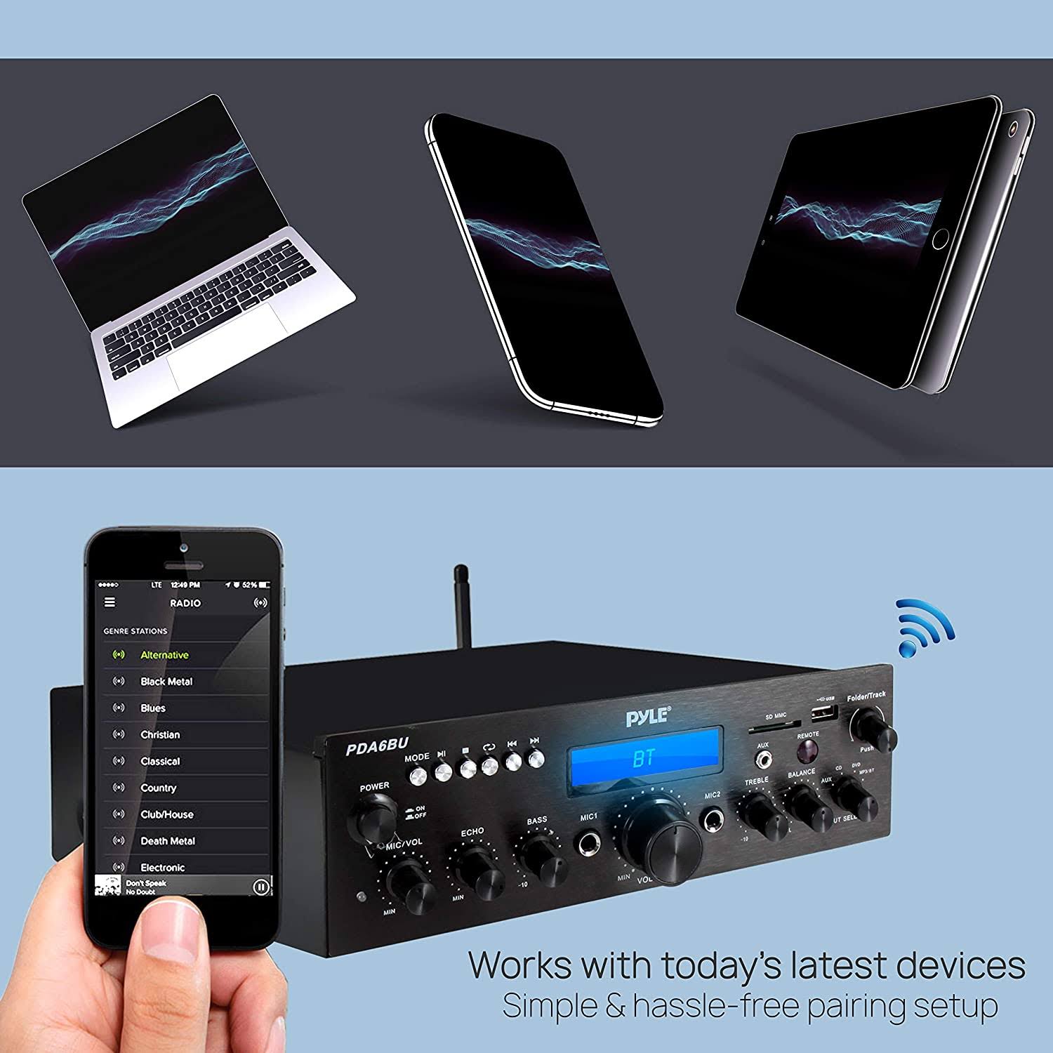 Pyle PDA6BU.5 Bluetooth Stereo Amplifier Receiver - Image 4