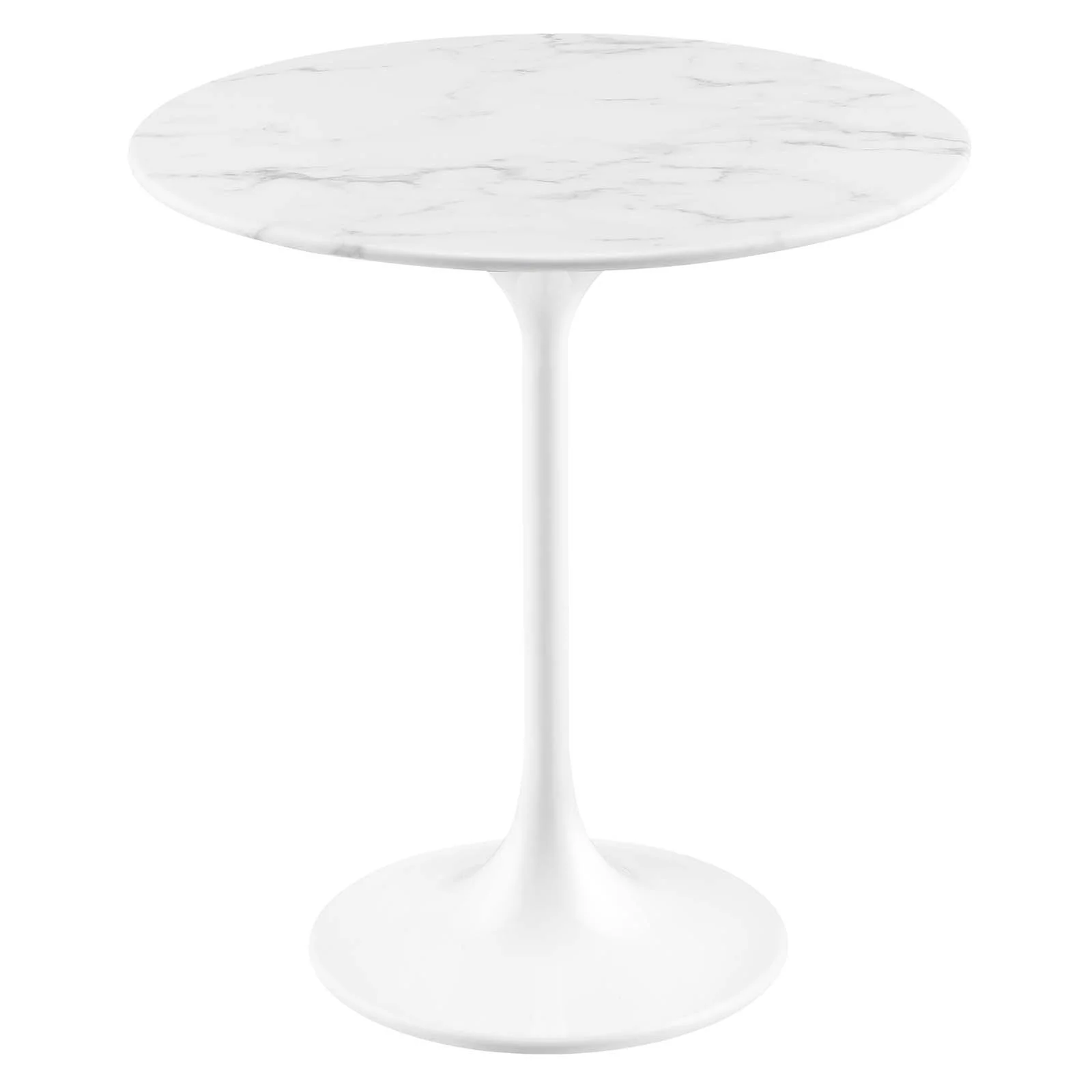 Modway Lippa 20 Round Artificial Marble Side Table in White White - Image 2