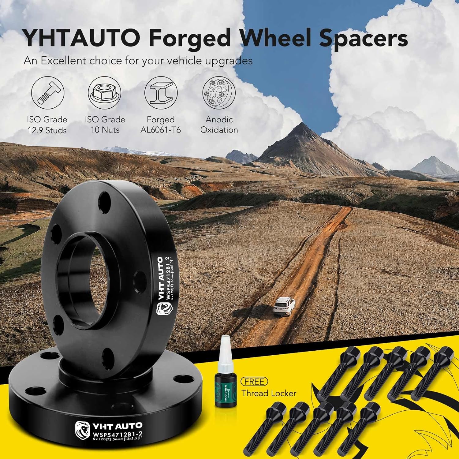 YHTAUTO 5×120 Hub Centric Wheel Spacers 1 Compatible with 1991-2011 BMW 1/3/5/6/7/8/M3/M5/M6/Z3/Z4/Z8 Series Tire Spacers M12x1.5 Studs, 72.56mm Hub Bore 5 Lug 2PCS Black - Image 3