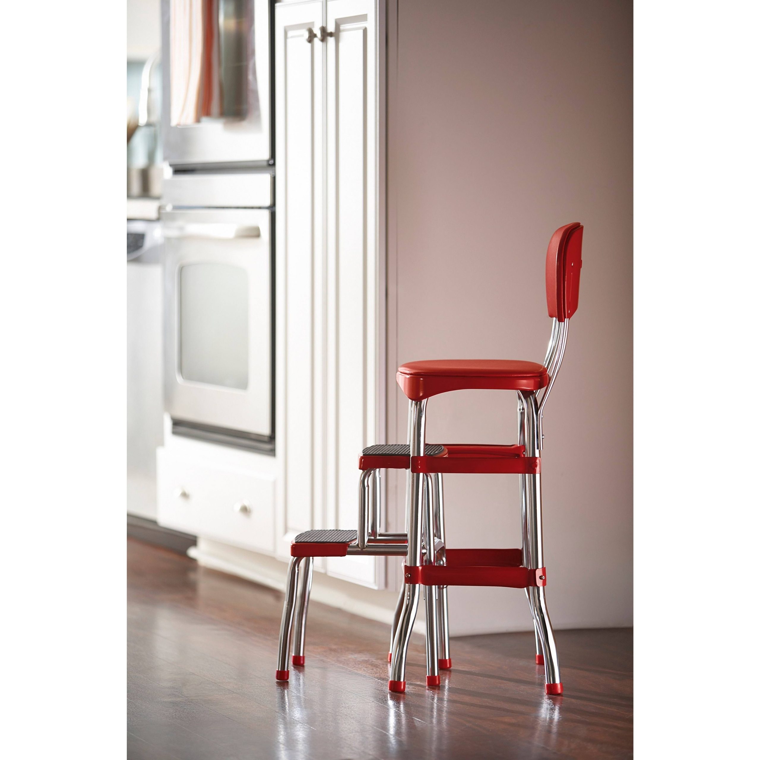Cosco Red Retro Counter Chair / Step Stool - Image 3