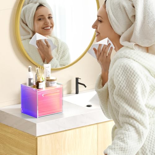 Rainbow Disposable Facial Towel Storage Box Acrylic Towel Container Compatible with Clean Skin Club Clean Towel XL Wall-Mounted Face Towel Organizer with Drawer(Excluding Facial Towels) - Image 5