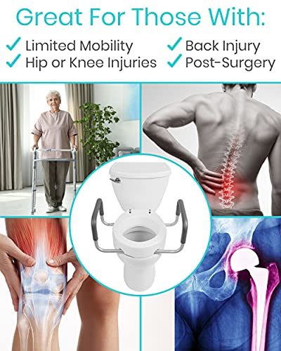 Vive Toilet Seat Risers for Seniors (Raised with Handles) Grab Bar Seat for Seniors – Options for Elongated & Standard Bowls – Elderly Handicap Medical Hip Replacement Surgery Lift, Easy Clean, White - Image 7