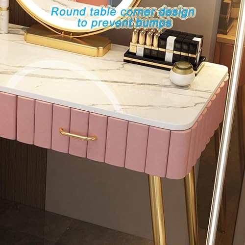 Dressing Table Bedroom Dresser Modern Dressing Table with Adjustable LED Lighted Mirror and Storage Drawer – 3 Color Lighting Modes,Makeup, Storage - Image 4