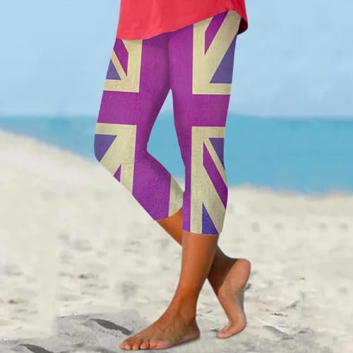 Women Casual Cropped Pants Yoga High Waist Leggings Summer Beach Pants Casual Workout Stretch Womens Duds Medium - Image 2