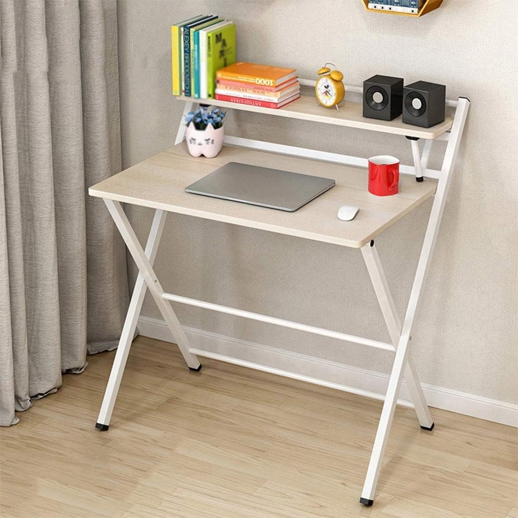 Folding Computer Desk, Space-Saving Home Office Desk Working Table with Storage Shelf, Multipurpose Foldable - Image 3