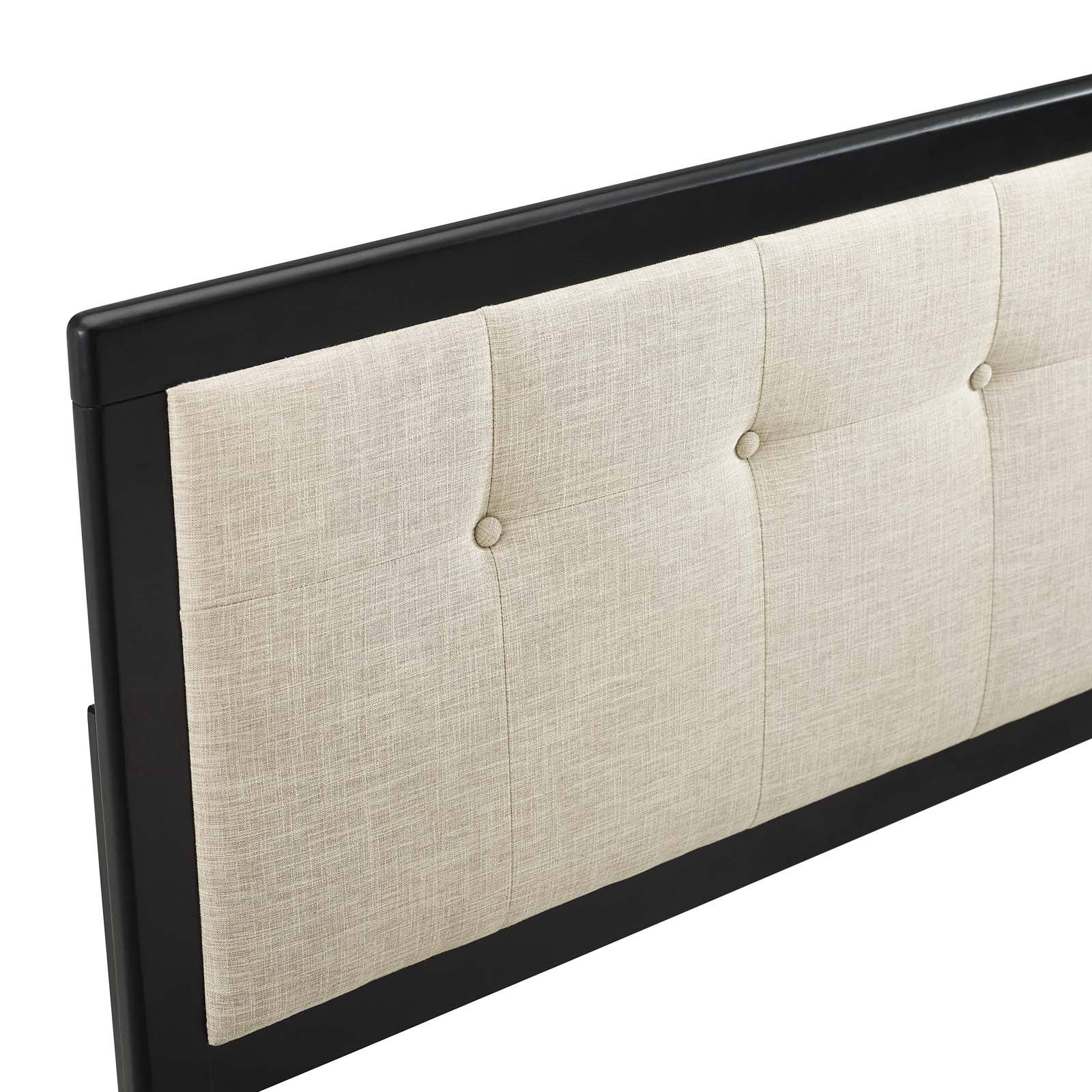 Modway Draper Tufted Queen Fabric and Wood Headboard – Walnut Charcoal - Image 3