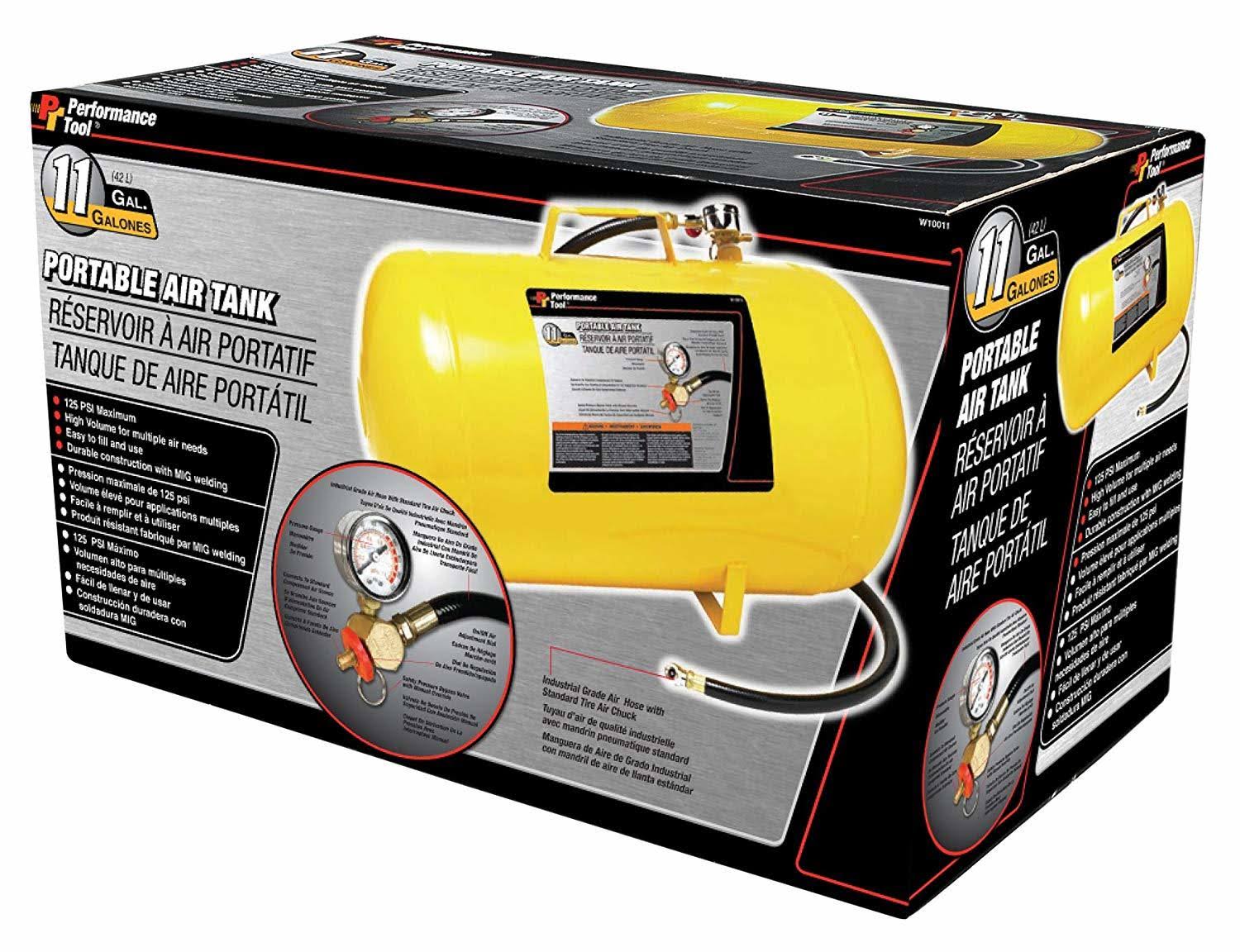 Performance Tool W10011 Hi-Viz 11-Gallon Horizontal Portable Air Tank with Tire - Image 2