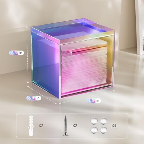 Rainbow Disposable Facial Towel Storage Box Acrylic Towel Container Compatible with Clean Skin Club Clean Towel XL Wall-Mounted Face Towel Organizer with Drawer(Excluding Facial Towels) - Image 3