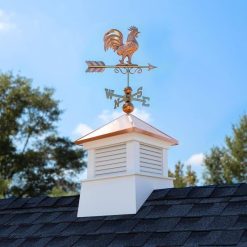 Alternative view of Good Directions Manchester 18 in. x 18 in. x 40 in. Square Vinyl Cupola with Rooster Weathervane