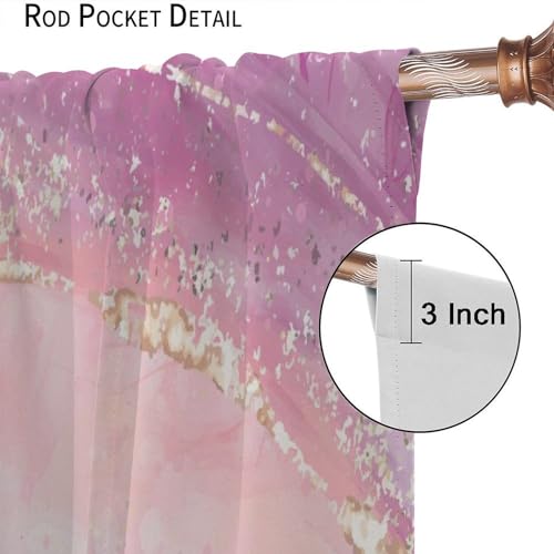 Abstract Marble Curtains,Modern Art Golden Blue Marble Blue Sea Vintage Window Treatment Curtains for Living Room,Marble Kitchen Curtains 27.5x63in,2 Panel Set - Image 7