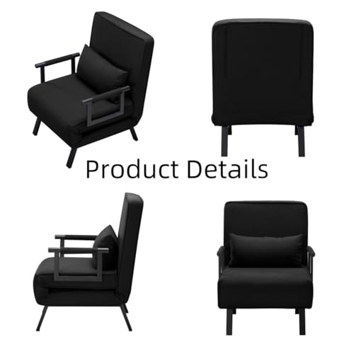 3 in 1 Sleeper Sofa Bed, Futon Sofa Bed for Living Room with Side Pocket, Black Sleepers Sofa Couch with Pullout Bed, Convertible Love Seat Sleepers Bed for Living Room, Bedroom, Small Space - Image 54