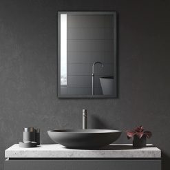 Alternative view of Wall-Mounted Medicine Cabinet with Mirror, Stainless Steel Bathroom Mirror Cabinet Wall Mounted with Storage Shelves for Living Room and Laundry Room, Black