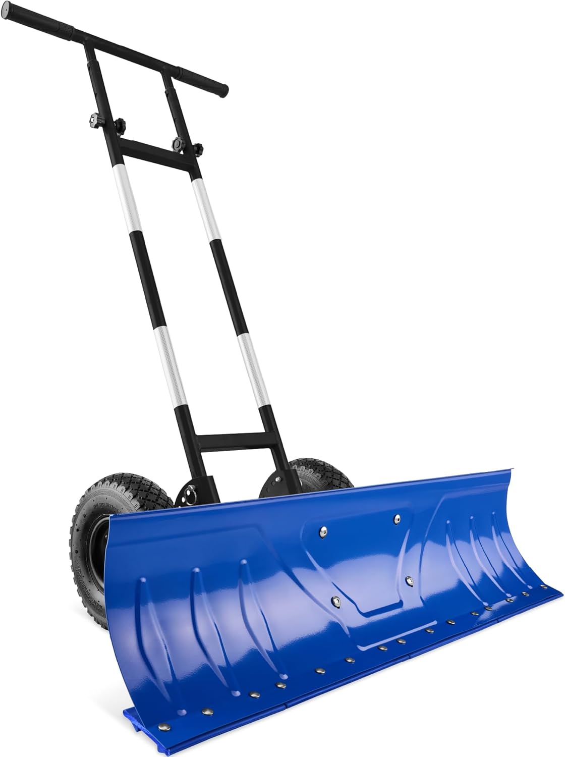 Best Choice Products 36in Galvanized Blade Heavy-Duty 2-Wheel Snow Pusher Hand Plow for Snow Removal w/Wheels, Adjustable Handle, Blade Angle – Black - Image 2