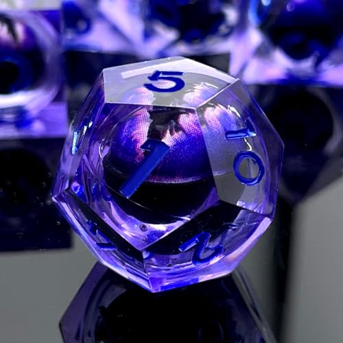 Sharp Edge Resin DND Dice Set Handmade Quicksand Liquid 7 Pcs Polyhedral RPG Dice with Box for Dungeons and Dragons Gifts D and D Role Playing Dice Games (Styles 12 Quicksand Blue) - Image 4
