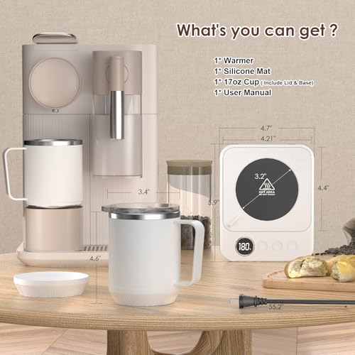 Coffee Mug Warmer & Mug Set for Desk, Electric Coffee Cup Warmer with 16oz Heated Mug, Smart Coffee Heater with Auto Shut Off for Office/Home, Christmas/Birthday/Coffee Gifts for Men & Women,Black - Image 9