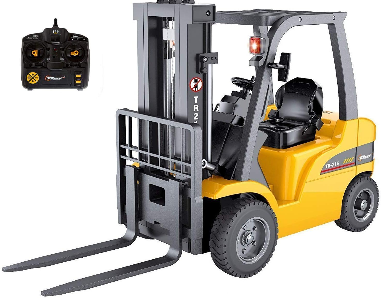 Top Race Jumbo Remote Control Forklift 13 Inch Tall, 8 Channel Full Functional Professional RC Forklift Construction Toys, High Powered Motors, 1:10 Scale – Heavy Metal – (TR-216)