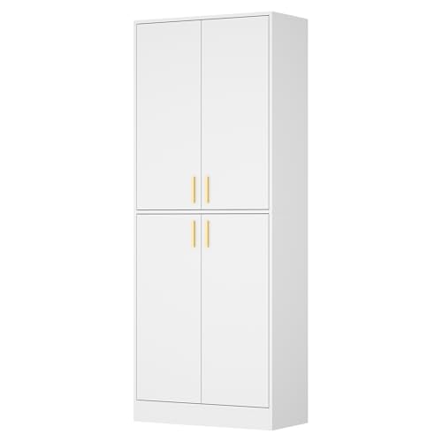 Cozy Castle Kitchen Pantry Cabinet, 71 Tall Wood Storage Cabinet with Doors and Shelves 4 Doors Freestanding Cupboard Utility Hutch for Dining Room Living Room Bathroom Furniture, Gray - Image 13