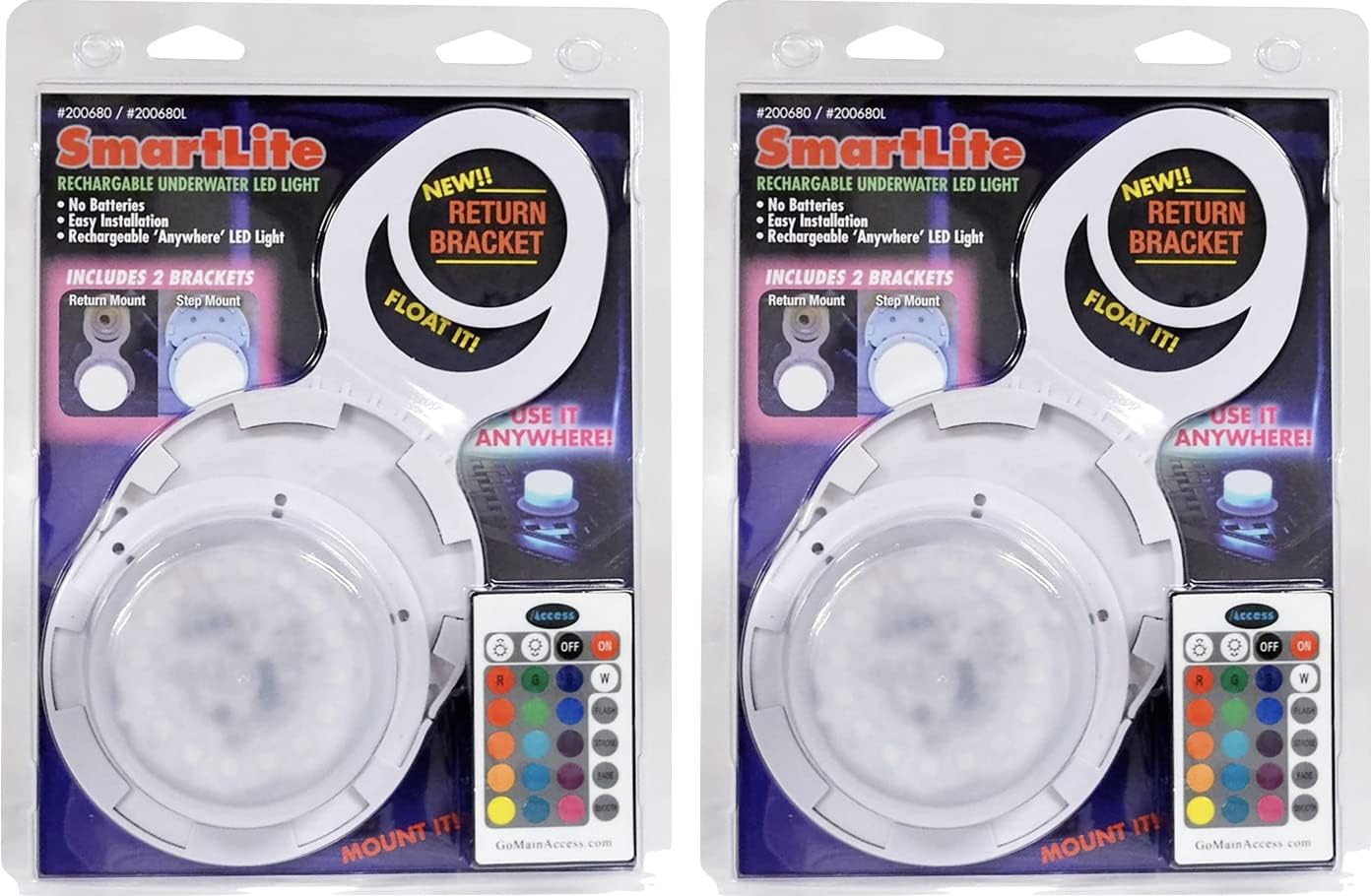Main Access Smart Lite – Rechargable, Multi-Color Underwater LED Pool Lights, Two-Pack