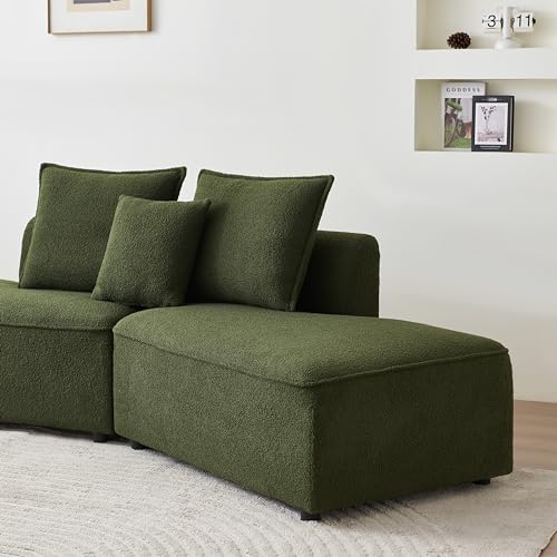 Convertible Sectional Sofa Couch for Living Room, Oversized L Shaped Couch with Chaise Lounge Sofa Set, Comfy Upholstered Sofa with 3 Back Pillows & 2 Throw Pillow, for Home Office (Orange) - Image 6