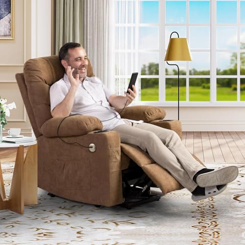 YITAHOME Power Lift Recliner Chair, Modern Fabric Recliner Chair with Massage and Heat, Spacious Seat, USB Ports, Cup Holders, Remote Control, Suitable for Living Room Dark Grey2 - Image 12
