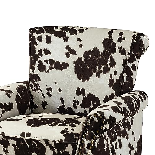HULALA HOME Modern Wingback Accent Chair with Wood Legs & Removable Cushion, Comfy Upholstered Armchair with Nailhead Trim, Floral Pattern Single Sofa Chair for Living Room Bedroom, Blue - Image 46