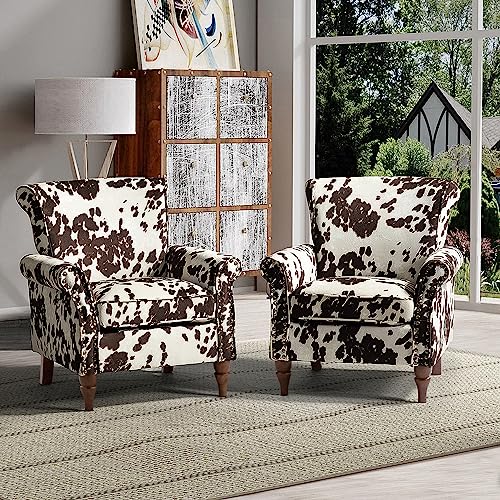 HULALA HOME Modern Wingback Accent Chair with Wood Legs & Removable Cushion, Comfy Upholstered Armchair with Nailhead Trim, Floral Pattern Single Sofa Chair for Living Room Bedroom, Blue - Image 8
