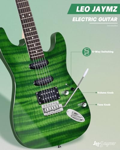 Leo Jaymz 39 Full Size ST Style Electric Guitar Starter Kit with SSH Pickup, 5W Portable Amp, Tuner, Gig Bag, Strap & Accessories (Violet Ocean) - Image 101