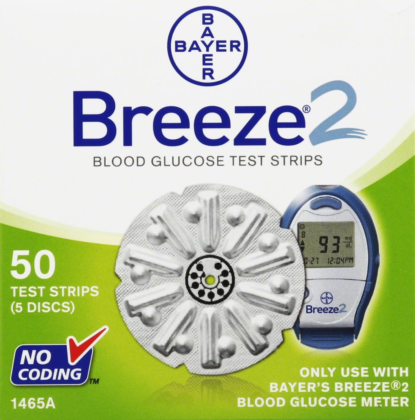 Bayer Breeze 2 Blood Glucose Test Strips 50 strips - Image 3