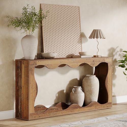 Tribesigns 63 Inches Farmhouse Console Table with Storage, Couch Table Behind Sofa, Long Entryway Sofa Station, Narrow Console Stand, Hallway Stand for Entryway Living Room, Brown - Image 3